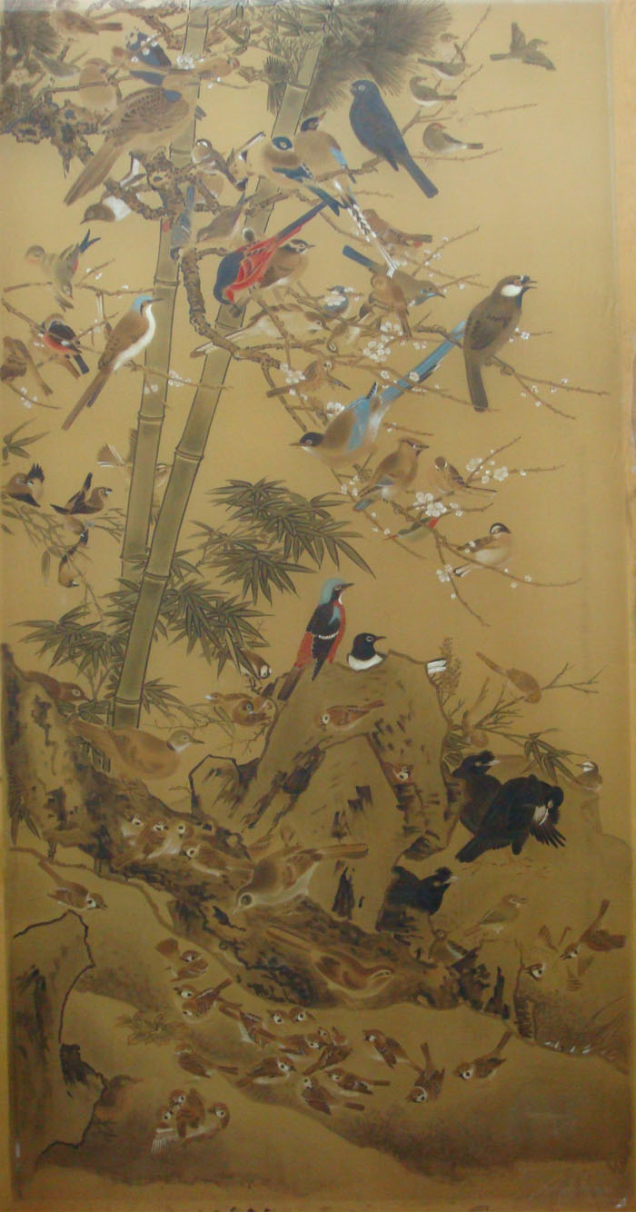 《仿古三友百禽图》